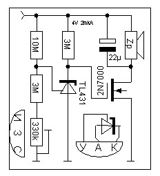 Схема контроля батареи для аппаратов электропунктуры.